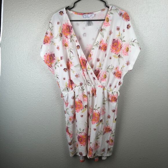 Cosmic Beauty Plus Size 3X White & Floral Print Bohemian Boho Romper One Piece - Picture 2 of 8